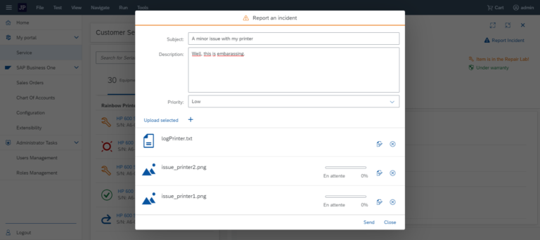 Creating a ticket and attaching files